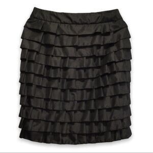 Carmen Marc Valvo Ruffled Black Taffeta Party Skirt size 8